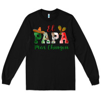 Black el papa mas chingon Long Sleeve Tee - MaliasSmallBusiness
