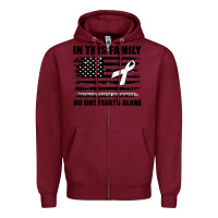 Burgundy No One Fights Alone Pancreatic Cancer Awareness Zipper Hoodie - Bettercallsaul