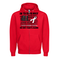 Red No One Fights Alone Pancreatic Cancer Awareness Zipper Hoodie - Bettercallsaul