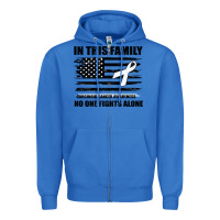 True Royal No One Fights Alone Pancreatic Cancer Awareness Zipper Hoodie - Bettercallsaul