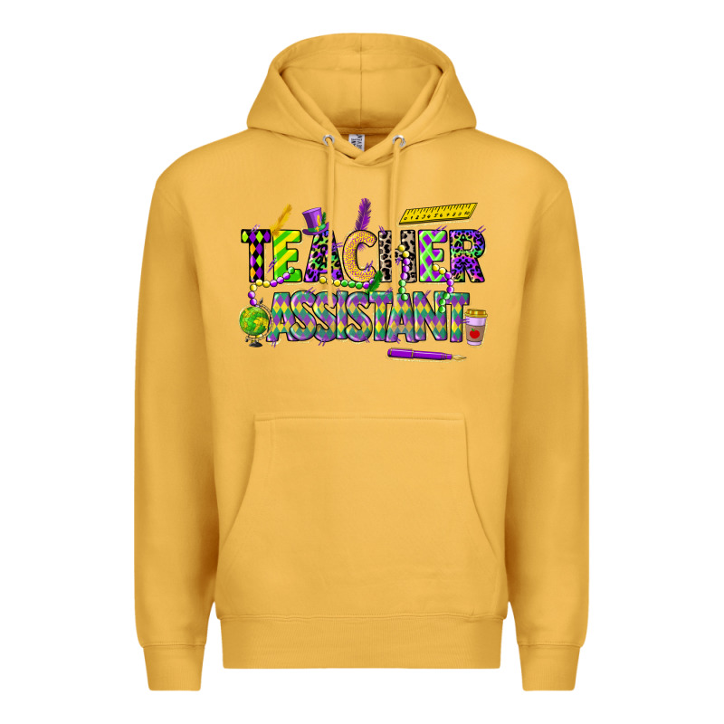 Mardi Gras Teacher Assistant Premium Hoodie by CowGirlArtShop | Teevron