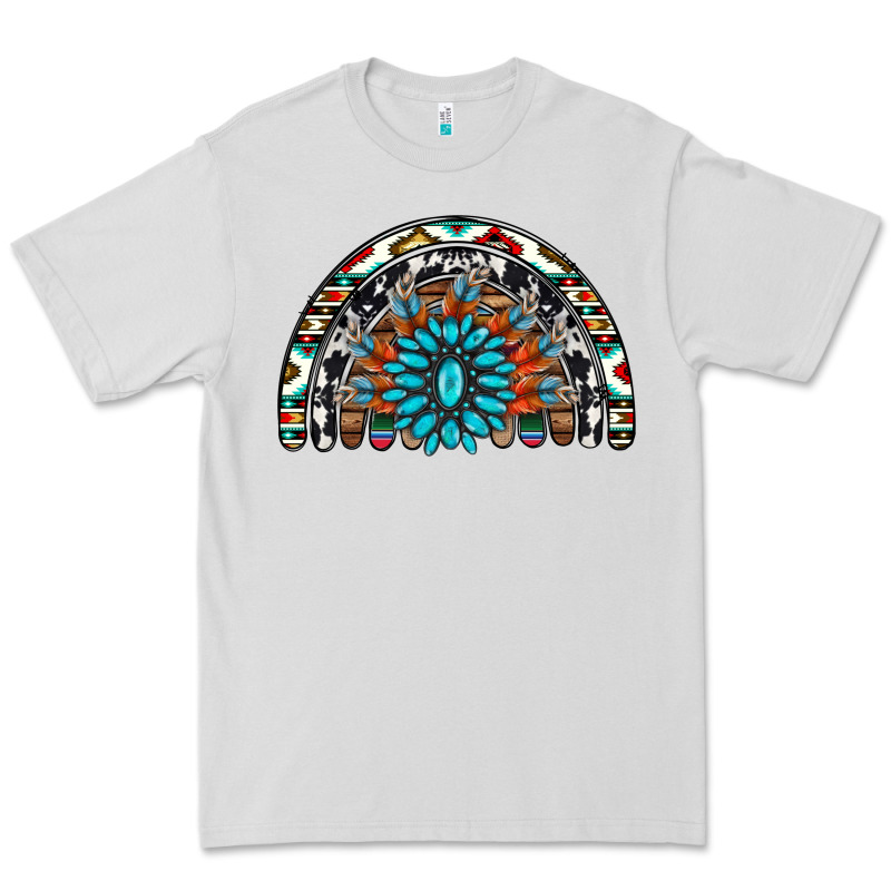Western Turquoise Aztec Cowhide Serape  Rainbows Premium Tee by AdoDesignShop | Teevron