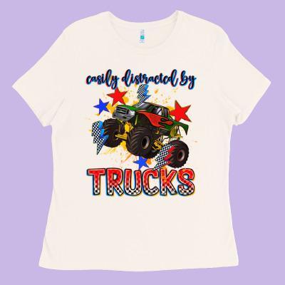 Easily Distracted By Trucks Ladies Tee Designed By Adodesignshop