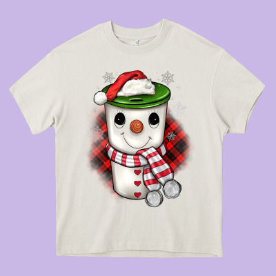 Christmas Snowman Coffee Heavy Core Tee Designed By Jahusdesignshop
