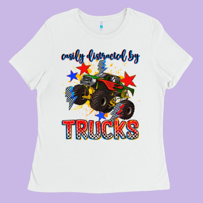 Easily Distracted By Trucks Ladies Tee Designed By Adodesignshop