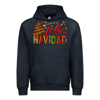 Navy Feliz Navidad With Sombrero Tree Urban Hoodie - BundleAndBundleShop