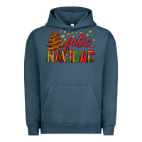 Pigment Midnight Navy Feliz Navidad With Sombrero Tree Urban Hoodie - BundleAndBundleShop
