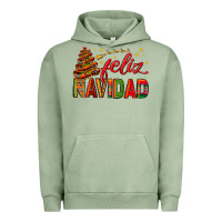 Pigment Oil Green Feliz Navidad With Sombrero Tree Urban Hoodie - BundleAndBundleShop