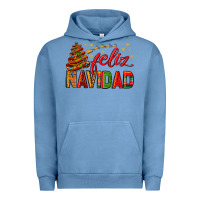 Pigment Pebble Blue Feliz Navidad With Sombrero Tree Urban Hoodie - BundleAndBundleShop