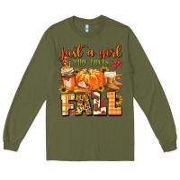Army Green just a girl who loves fall Long Sleeve Tee - MaliasSmallBusiness