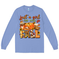Colony Blue just a girl who loves fall Long Sleeve Tee - MaliasSmallBusiness
