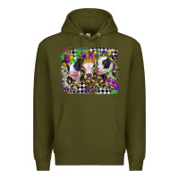 Army Green mardi gras heifers Premium Hoodie - CowGirlArtShop
