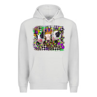 Dove Grey mardi gras heifers Premium Hoodie - CowGirlArtShop