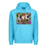 Ocean Blue mardi gras heifers Premium Hoodie - CowGirlArtShop