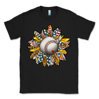 Black Baseball Sunflower Classic Tee - CowhideDigitalArt