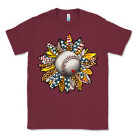 Burgundy Baseball Sunflower Classic Tee - CowhideDigitalArt
