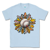 Dusty Blue Baseball Sunflower Classic Tee - CowhideDigitalArt