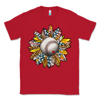 Red Baseball Sunflower Classic Tee - CowhideDigitalArt