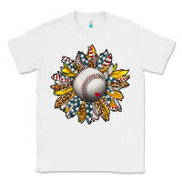 White Baseball Sunflower Classic Tee - CowhideDigitalArt