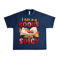 Navy i like my books extra spicy Urban Heavy Tee - MaliasSmallBusiness