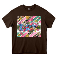 Chocolate Brown pink stitch  christmas Heavy Core Tee - AdoDesignShop