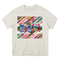 Cream pink stitch  christmas Heavy Core Tee - AdoDesignShop