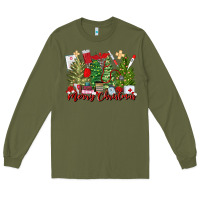 Army Green merry christmas nurse trees Long Sleeve Tee - MaliasSmallBusiness