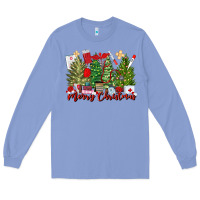 Colony Blue merry christmas nurse trees Long Sleeve Tee - MaliasSmallBusiness