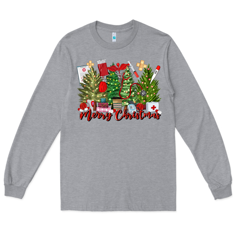 Merry Christmas Nurse Trees Long Sleeve Tee by MaliasSmallBusiness | Teevron