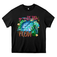 Black go with the flow Heavy Core Tee - AdoDesignShop