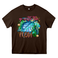 Chocolate Brown go with the flow Heavy Core Tee - AdoDesignShop