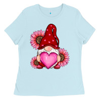 Baby Blue valentine's day with sunflowers gnomes Ladies Tee - RanaPortraitStore