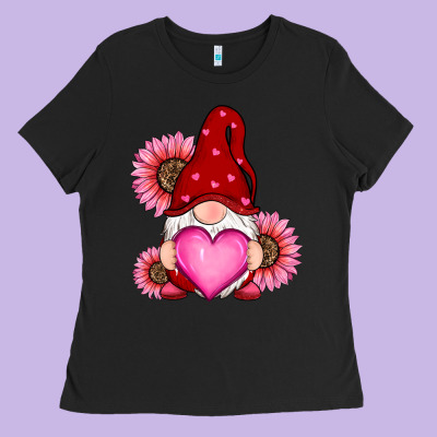 Valentine's Day With Sunflowers Gnomes Ladies Tee Designed By Ranaportraitstore