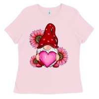 Bubblegum Pink valentine's day with sunflowers gnomes Ladies Tee - RanaPortraitStore