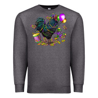 Charcoal Heather mardi gras chicken Premium Sweatshirt - CowGirlArtShop