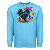 Ocean Blue mardi gras chicken Premium Sweatshirt - CowGirlArtShop