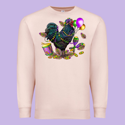 Mardi Gras Chicken Premium Sweatshirt Designed By Cowgirlartshop