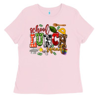 Bubblegum Pink school lunch squad Ladies Tee - AdoDesignShop