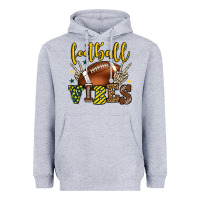 Heather Grey Football vibes yellow and green team color Heavyweight Hoodie - HowdyJamesFarm