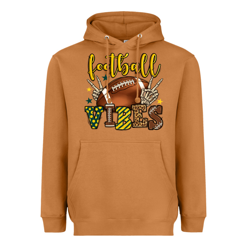 Football Vibes Yellow And Green Team Color Heavyweight Hoodie by HowdyJamesFarm | Teevron