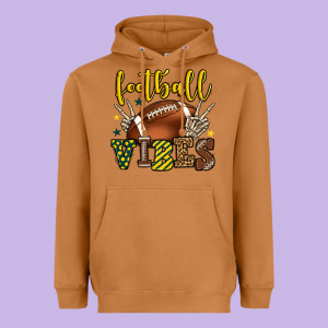 Football Vibes Yellow And Green Team Color Heavyweight Hoodie Designed By Howdyjamesfarm