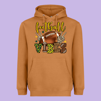 Football Vibes Yellow And Green Team Color Heavyweight Hoodie Designed By Howdyjamesfarm