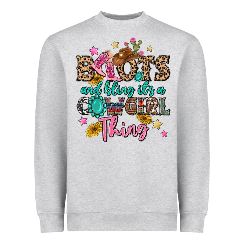 Boots And Bling It's A Cowgirl Thing Heavyweight Sweatshirt by MaliasSmallBusiness | Teevron
