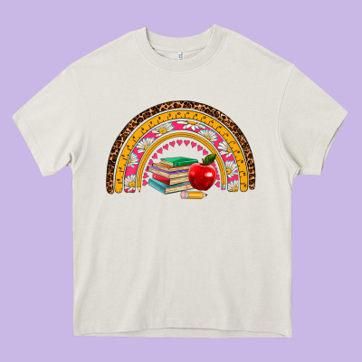 Back To School Rainbow Heavy Core Tee Designed By Adodesignshop