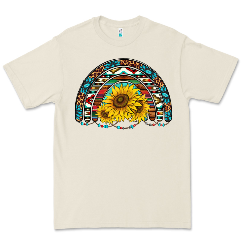 Western Sunflowers Aztec Leopard Serape  Rainbows Premium Tee by AdoDesignShop | Teevron