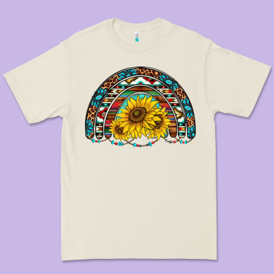 Western Sunflowers Aztec Leopard Serape  Rainbows Premium Tee Designed By Adodesignshop