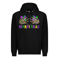 Black mardi gras skeleton hands Premium Hoodie - CowGirlArtShop