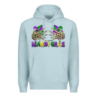 Blue Mist mardi gras skeleton hands Premium Hoodie - CowGirlArtShop
