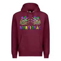 Burgundy mardi gras skeleton hands Premium Hoodie - CowGirlArtShop