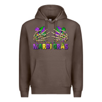 Coffee mardi gras skeleton hands Premium Hoodie - CowGirlArtShop
